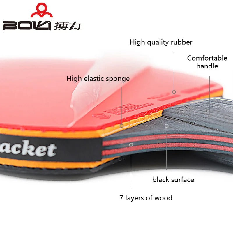 סט זוג מחבטי טניס שולחן מקצועיים בולי + נרתיק 7 שכבות מגן  שליטה ומהירות מקסימלית