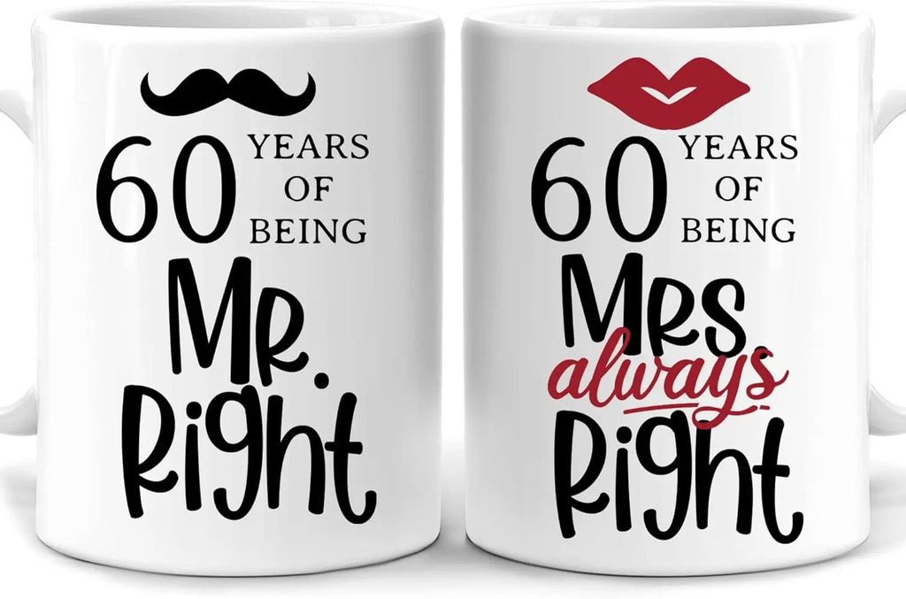 סט 2 כוסות מאג מעוצבות לזוגות - Mr. Right & Mrs. Always Right