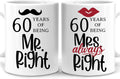 סט 2 כוסות מאג מעוצבות לזוגות - Mr. Right & Mrs. Always Right