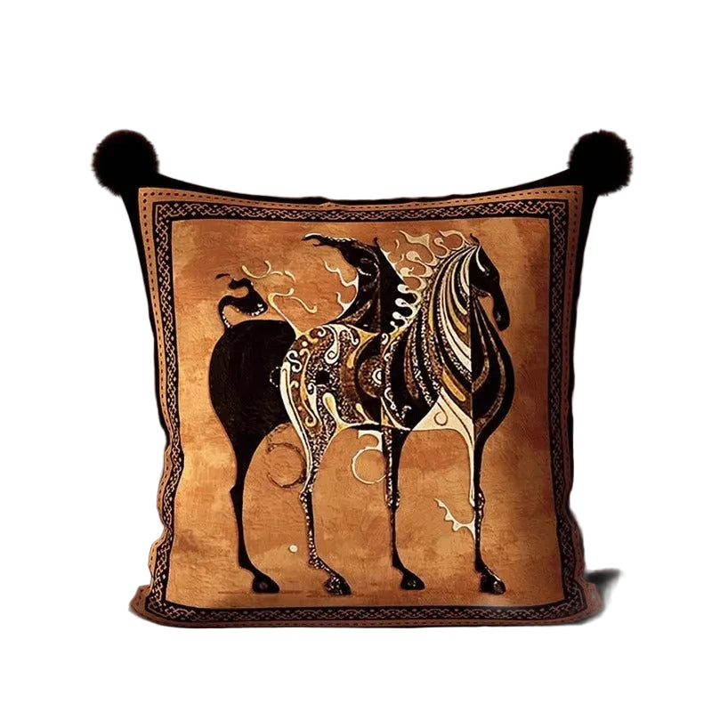 כרית דקורטיבת עיצוב עַנְתִּיקָה סוסים רטרו נגיעה של צבע וסטייל לסלון 50- 50 ס'מ