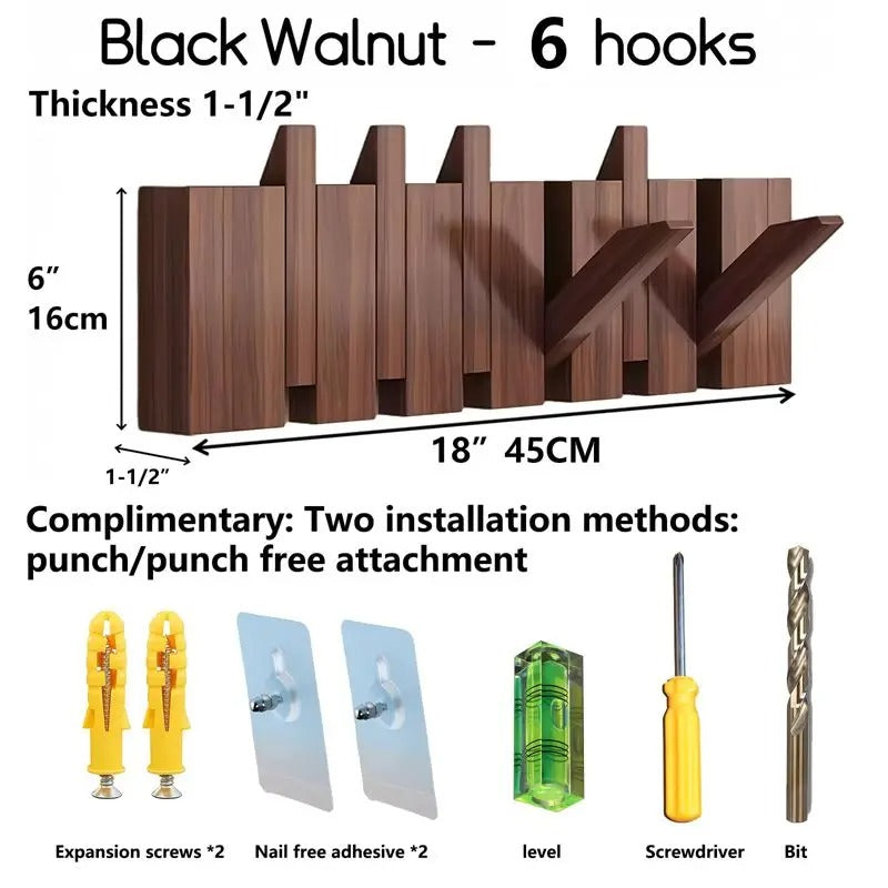 מתלה קיר מעץ אגוז בעיצוב קלידי פסנתר