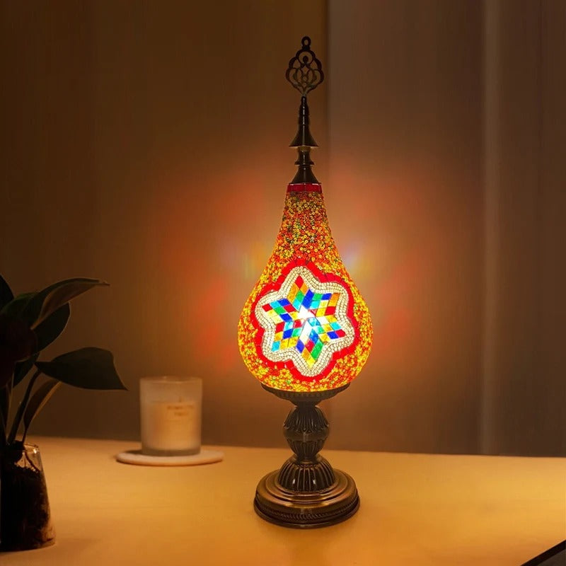 עייצוב הבית מנורת פסיפס מרוקאית זכוכית דגם "דלעת" (גובה 58 ס"מ)