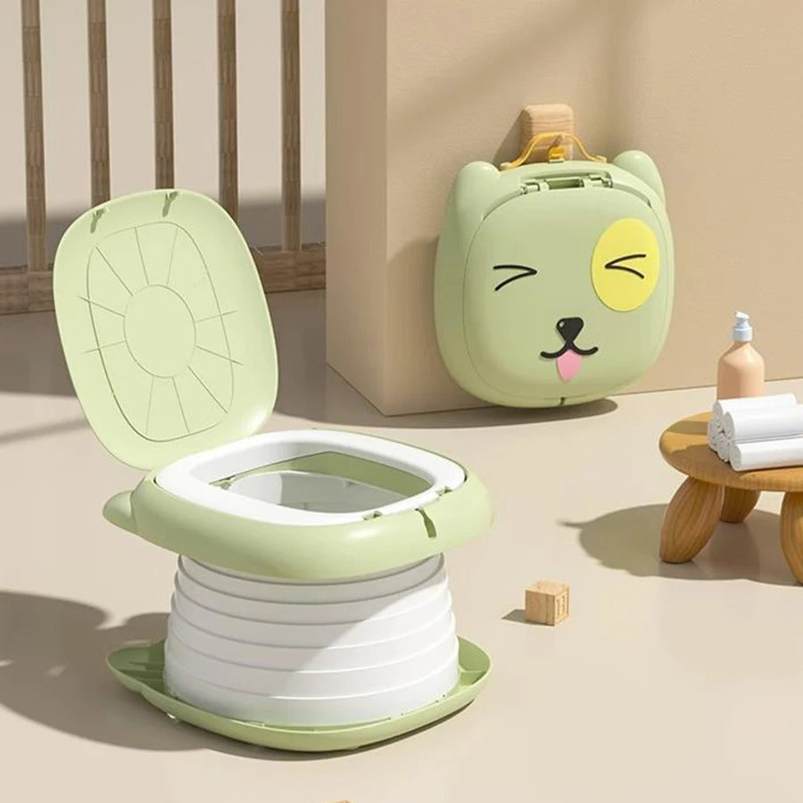 סיר גמילה מתקפל לילדים סיר נייד לנסיעות וקמפינג פתרון נוח לגמילה לתינוקות ופעוטות