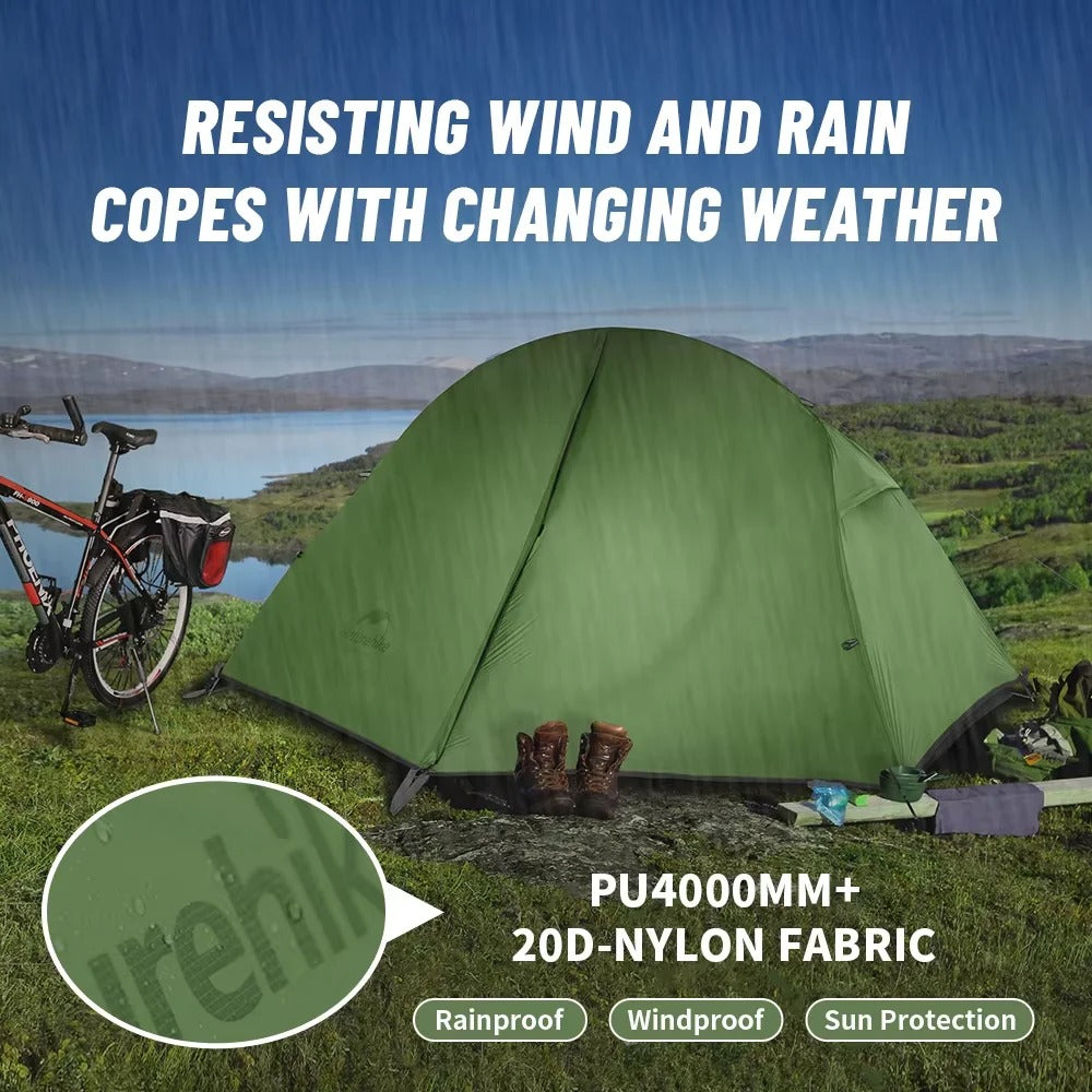 אוהל קמפינג אולטרה־קל ליחיד עמיד למים, מתקפל ונייד לטיולים, אופניים ותרמילאות