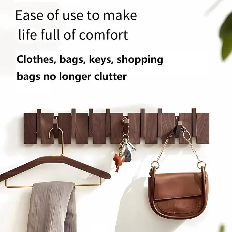 מתלה קיר מעץ אגוז בעיצוב קלידי פסנתר