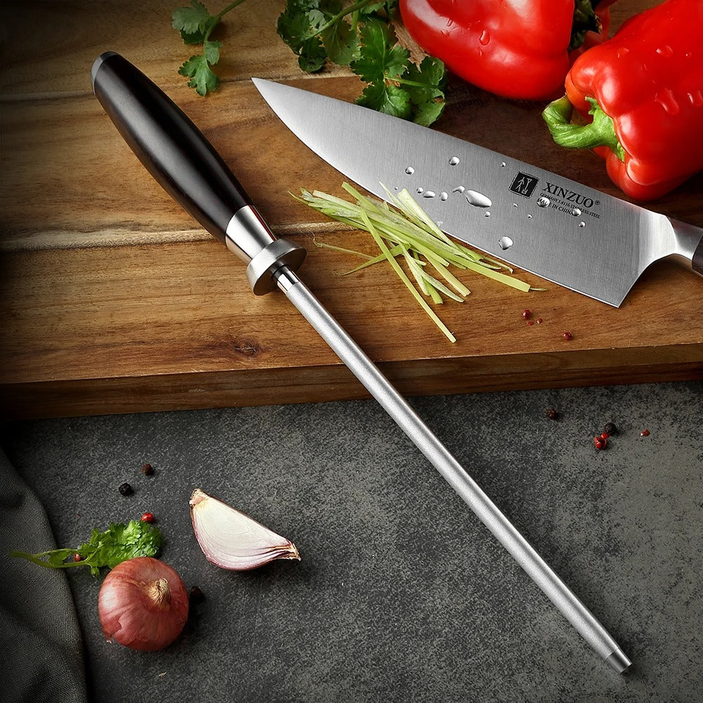 🔪✨ משחיז סכינים מקצועי מוט יהלום מפלדת פחמן חידוד מהיר ועמיד לאורך זמן