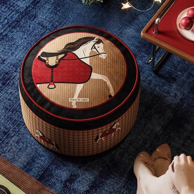 דום עיצוב ענתיקה כרית רצפה חגיגית אדומה – עיצוב שנת הסוס,