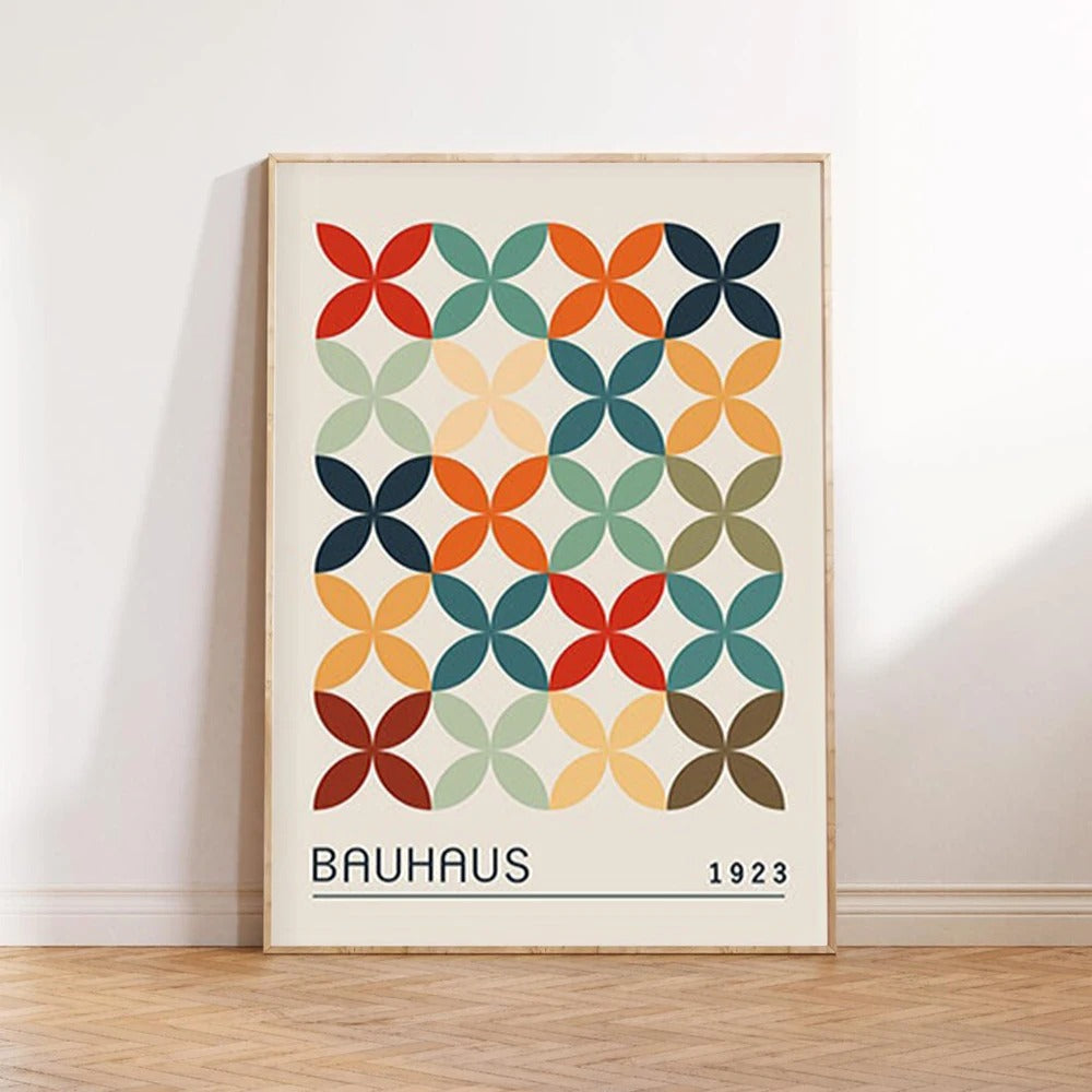 סט 4 פוסטר דיגיטלי להדפסה באיכות גבוהה  באוהאוס מינימליסטי