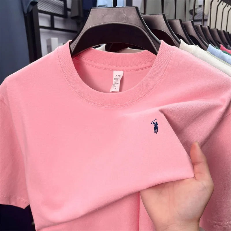 חולצת טי גברים לוגו סוס 17 צבעים כותנה 100%