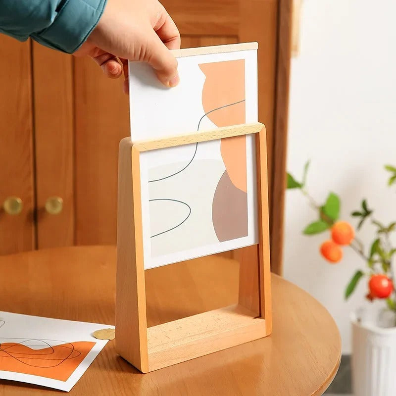 מסגרת תמונה מעץ מלא בסגנון נורדי מסגרת אקריליק ייחודית בצורת טרפז עיצוב הבית