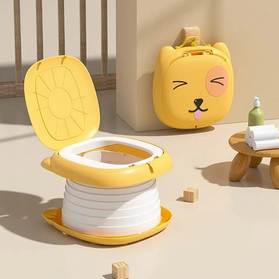 סיר גמילה מתקפל לילדים סיר נייד לנסיעות וקמפינג פתרון נוח לגמילה לתינוקות ופעוטות