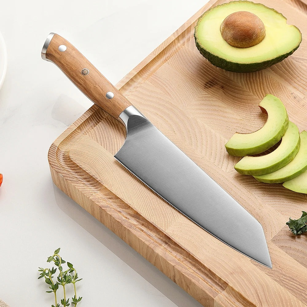 🔪 סכין שף בונקה  להב גרמני + ידית עץ זית 🌿✨ קופסת מתנה