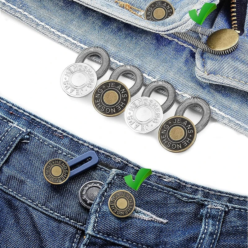 פטנט סט 10 מתאם כפתור מתכוונן למכנסיים וג’ינסים לשימוש חוזר ובלי תפירה