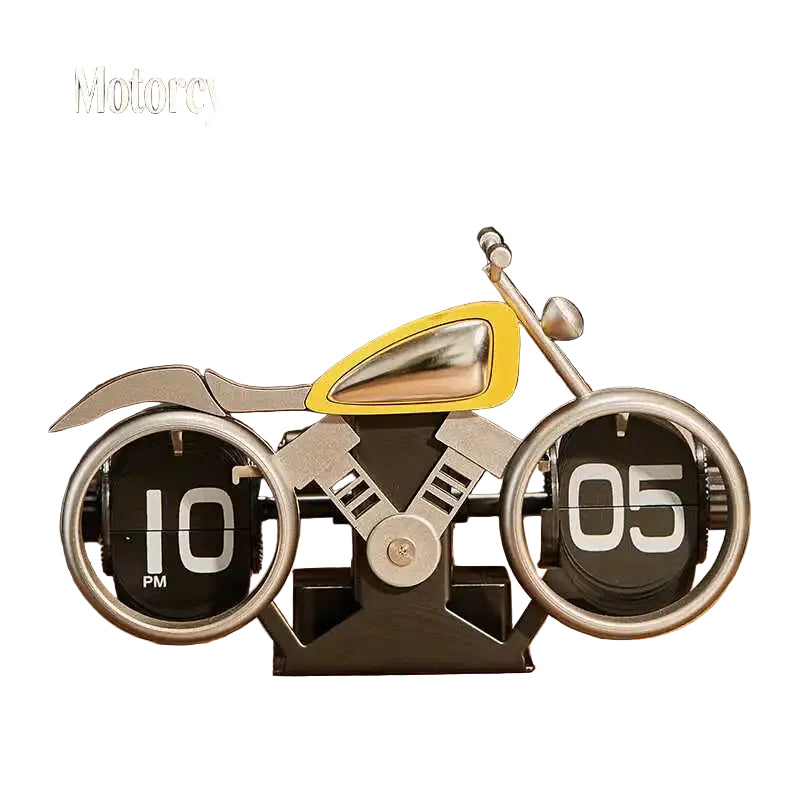 קשוט שולחן שעון שולחני וינטג' אופנוע מכני ושקט  יוקרתי מתנה מיוחדת לחובבי האופנועים