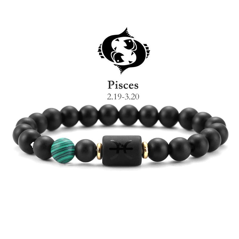 צמידי מזלות 12 המזלות אבנים טבעיות מראה אופנתי עין הנמר, לבה והמטיט 8 מ"מ צמיד מזל