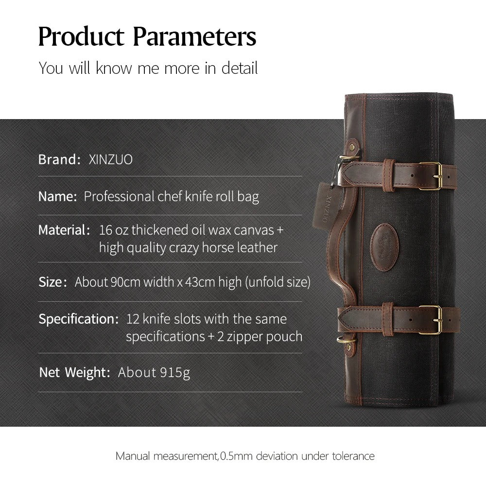 🔪 תיק סכינים מקצועי לשף תיק בישול נייד מבד עבה עם כיסי אחסון 🍳🧑‍🍳