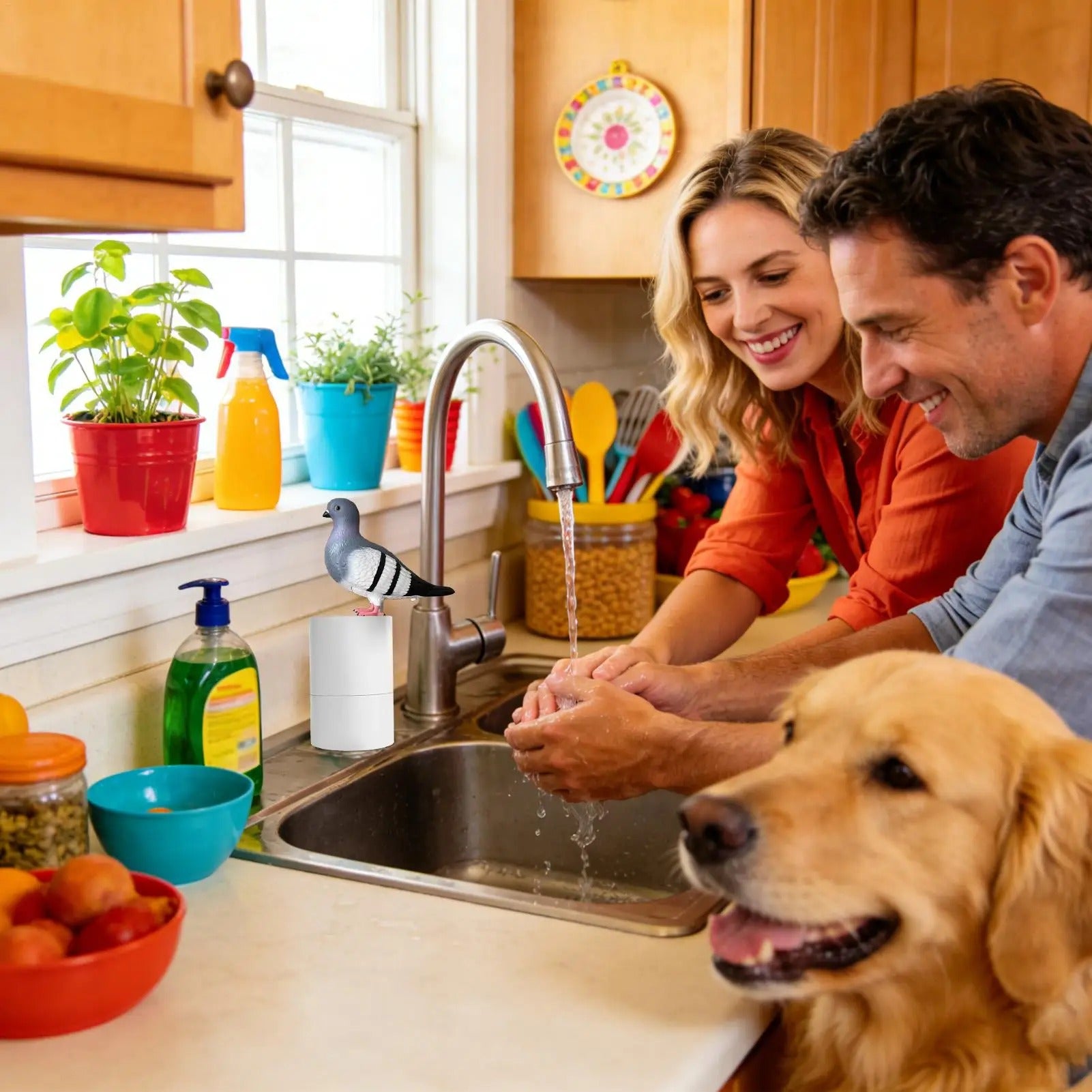 🧼 דיספנסר סבון אוטומטי מעוצב נשר \ יונה שדרוג היגייני וסטייל לחדר הרחצה