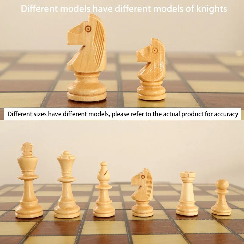 שחמט ♟️ מעץ פרימיום  + דמקה שש־בש עיצוב רטרו קלאסי ואלגנטי
