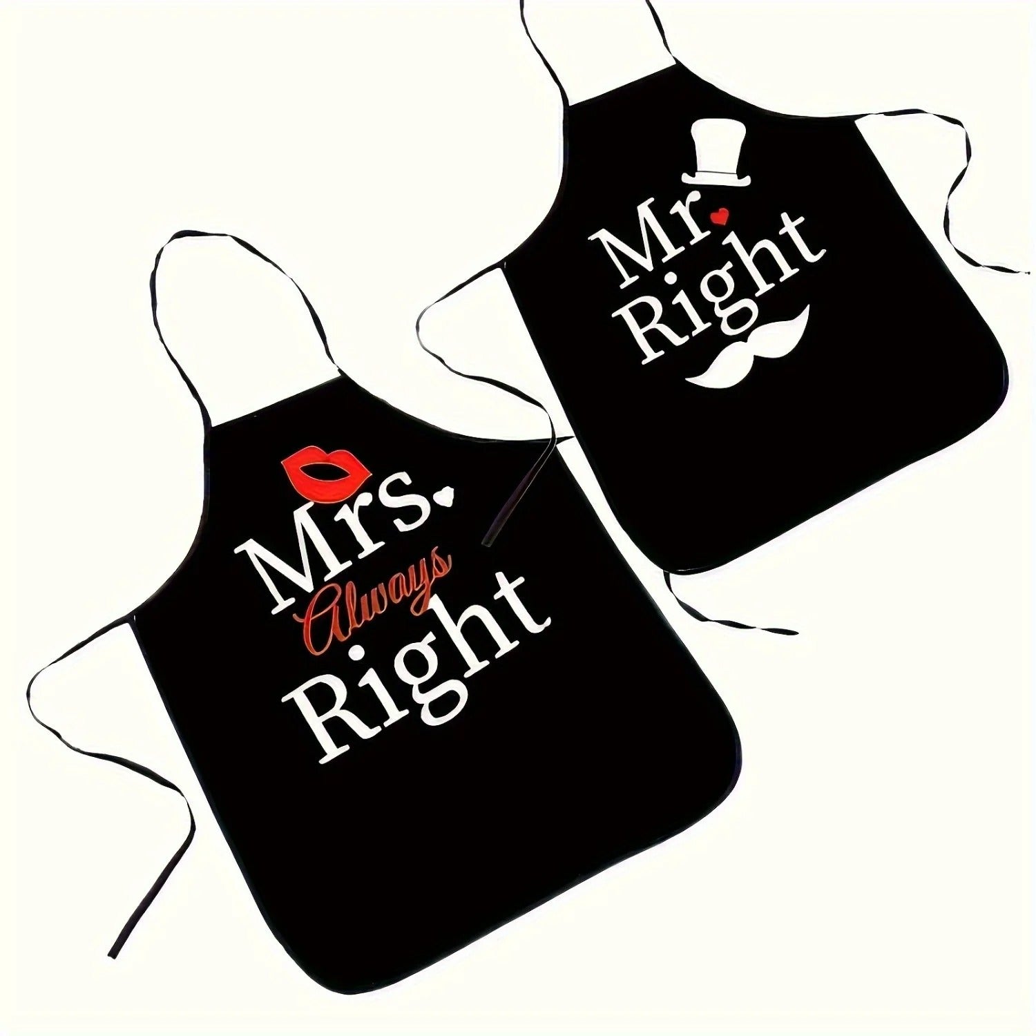 מתנה זוגית סט 2 סינרי מטבח לזוגות Mr. Right & Mrs. Always Right