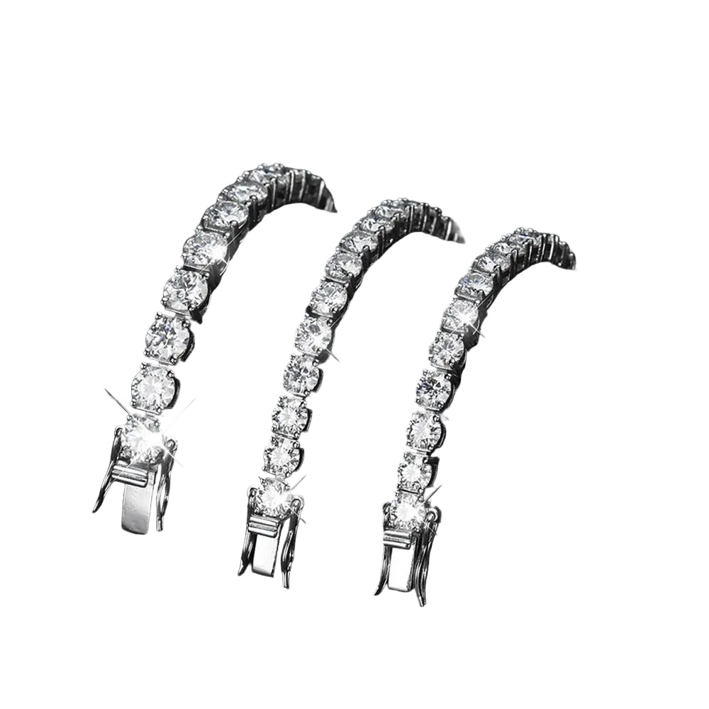 צמיד טניס כסף סטרלינג אבן זרקוניה דמוי יהלום מצופה זהב לבן 18 קארט אבן 5 מ'מ