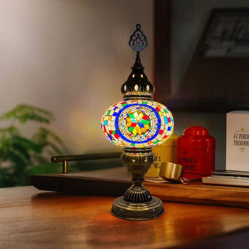 🕌 מנורת שולחן פסיפס טורקית מרוקאית אמנות של אור וצבע בעבודת יד