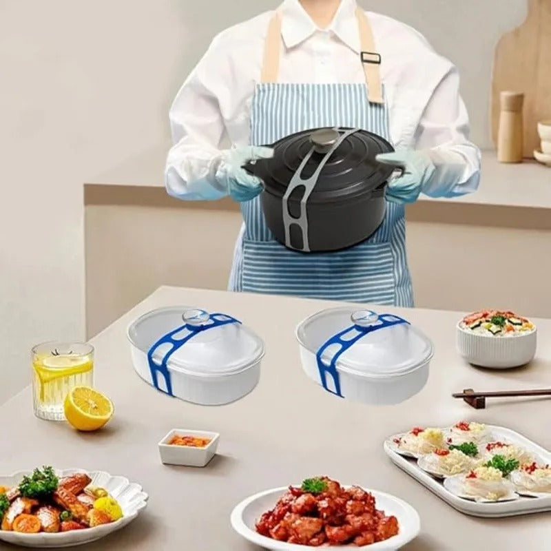 מוצרים חכמים 3 רצועות סיליקון אלסטית רב־פעמית 54 ס"מ לסגירת מכסים וקופסאות אוכל