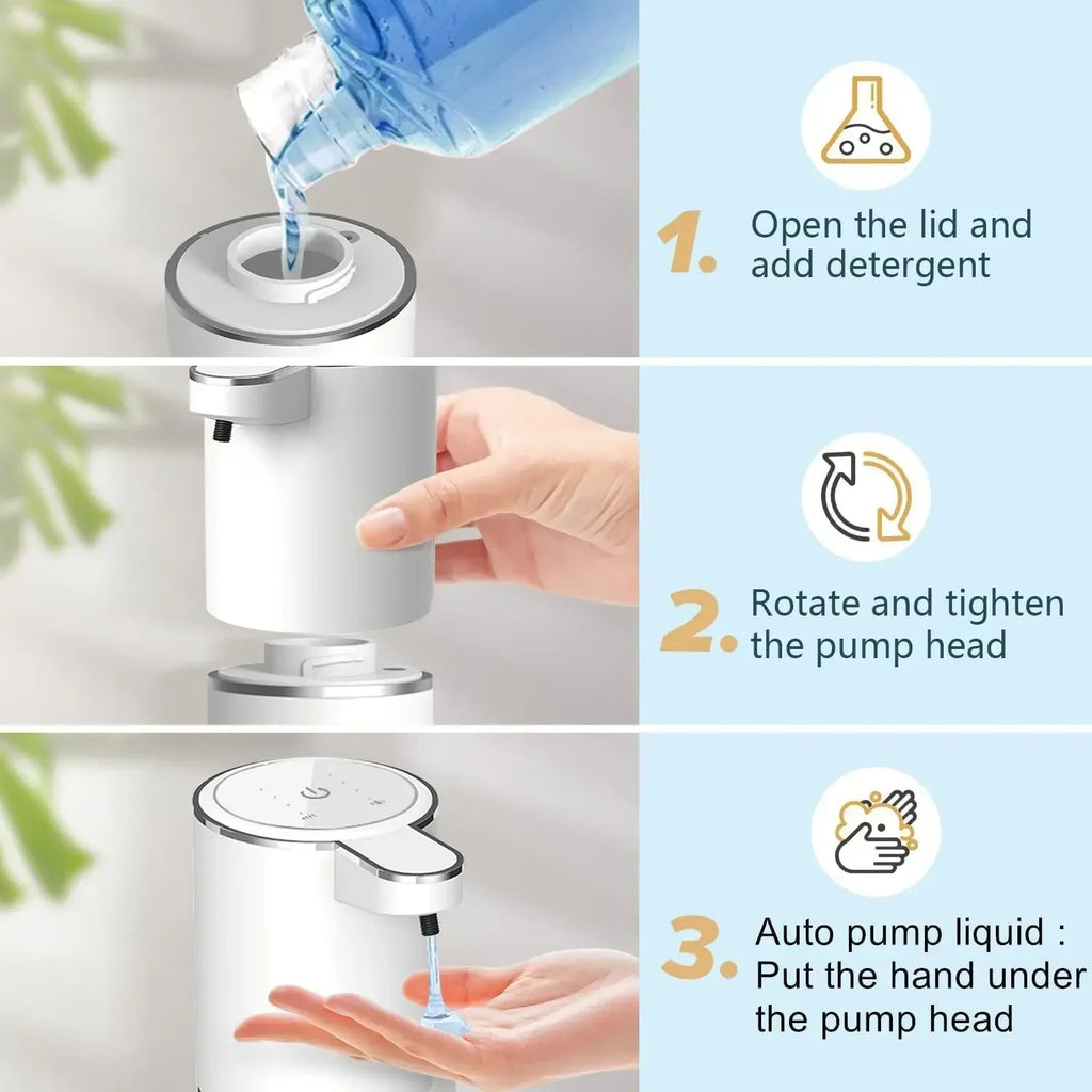 מיכל דיספנסר סבון אוטומטי ללא מגע חיישן אינפרא אדום, נטען, מתאים למטבח ולחדר הרחצה