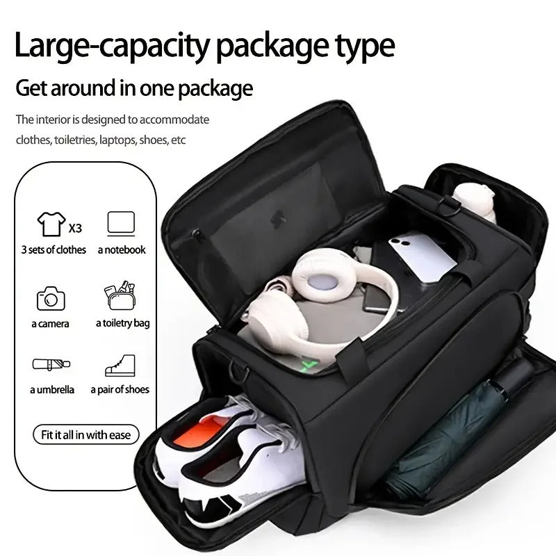 💼📱 תיק נסיעות עסקים פרימיום רב־תכליתי, נפח גדול ותא נפרד לנעליים