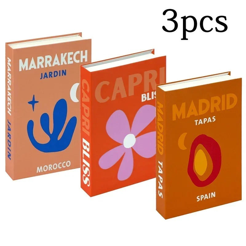 סט 3 ספרי דמה דקורטיביים  גם פריט עיצוב וגם קופסת אחסון נסתרת לשולחן סלון 40 דגמים