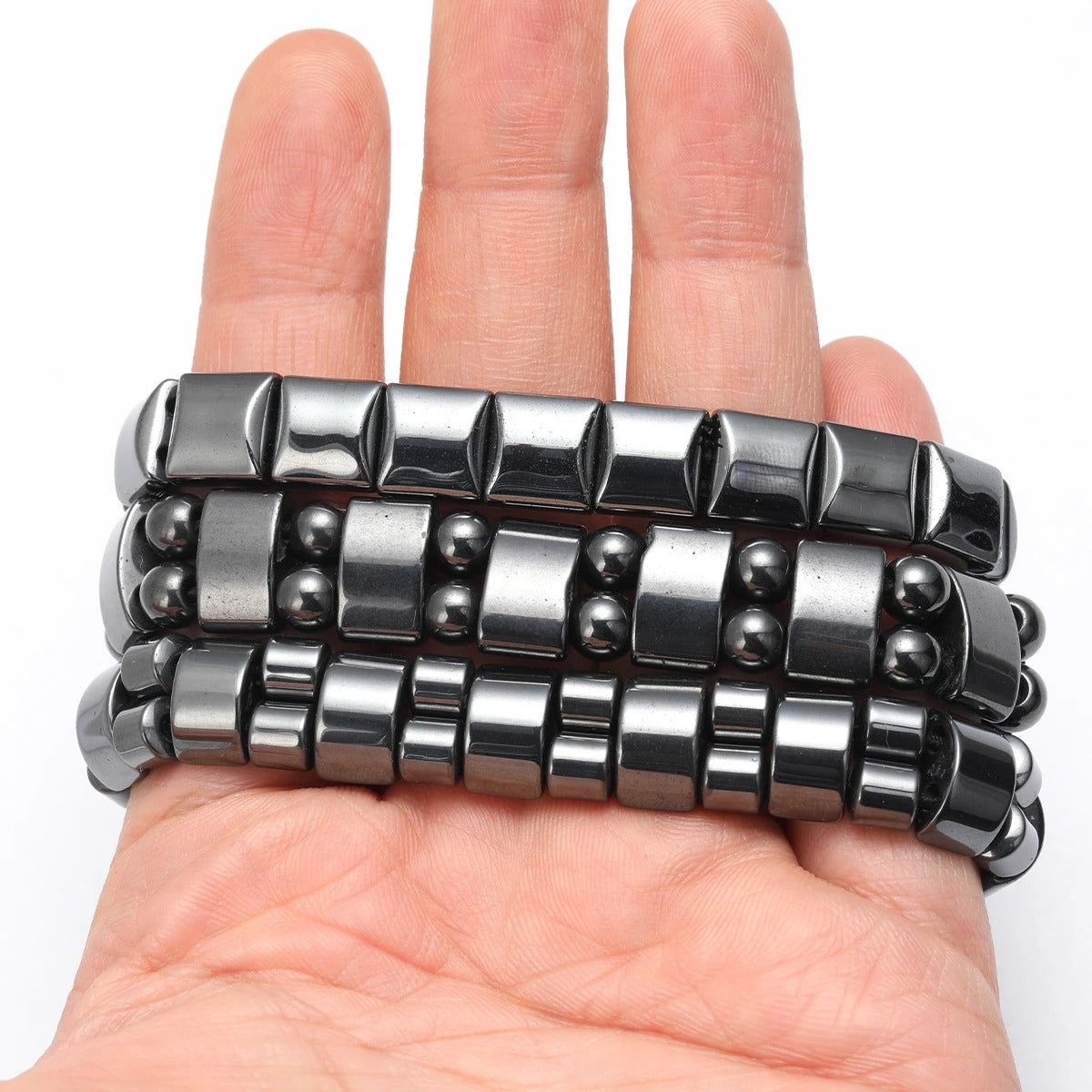 צמיד המטיט מגנטי לגבר (8 מ"מ) | צמיד בריאות לסיוע בהרזיה, איזון והפגת מתחים אלסטי קלאסי