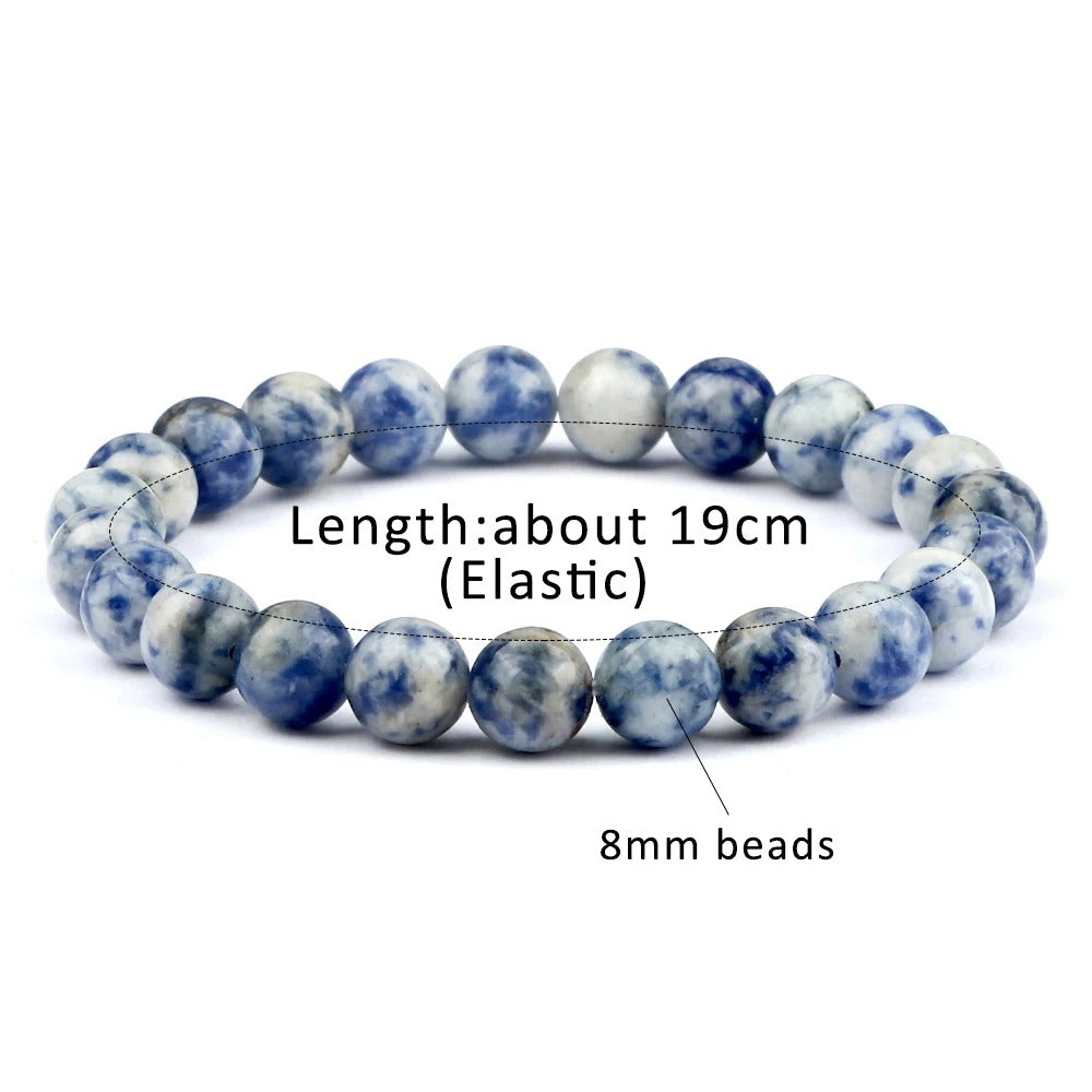 סט 4 צמידי אנרגיה לגבר ולאישה אבן עין הנמר, לבה וולקנית והמטיט 8 מ"מ עבודת יד מתנה יוקרתית