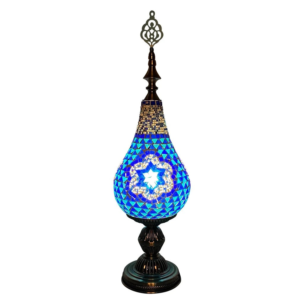 עייצוב הבית מנורת פסיפס מרוקאית זכוכית דגם "דלעת" (גובה 58 ס"מ)