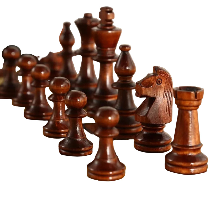 שחמט ♟️ מעץ פרימיום  + דמקה שש־בש עיצוב רטרו קלאסי ואלגנטי