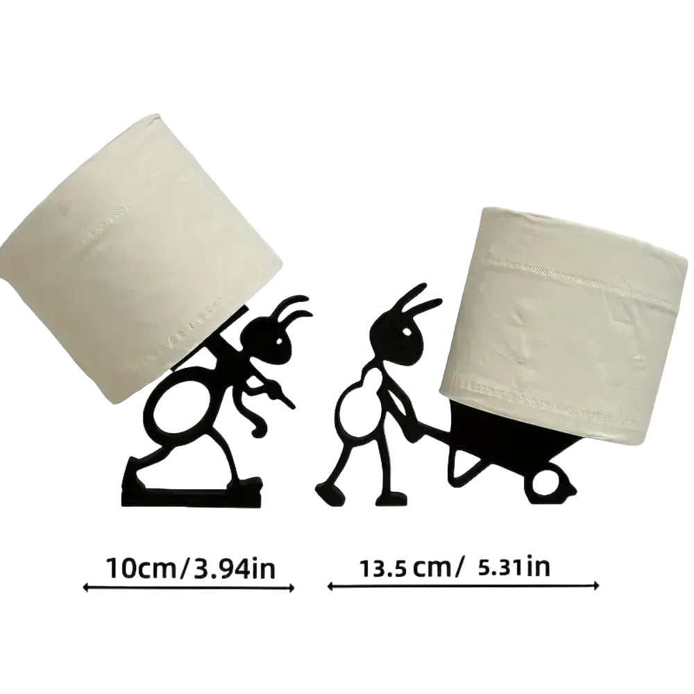 זוג מעמדים לנייר טואלט "נמלים"  עיצוב מינימליסטי מודרני מתנה מקורית לאמבטיה