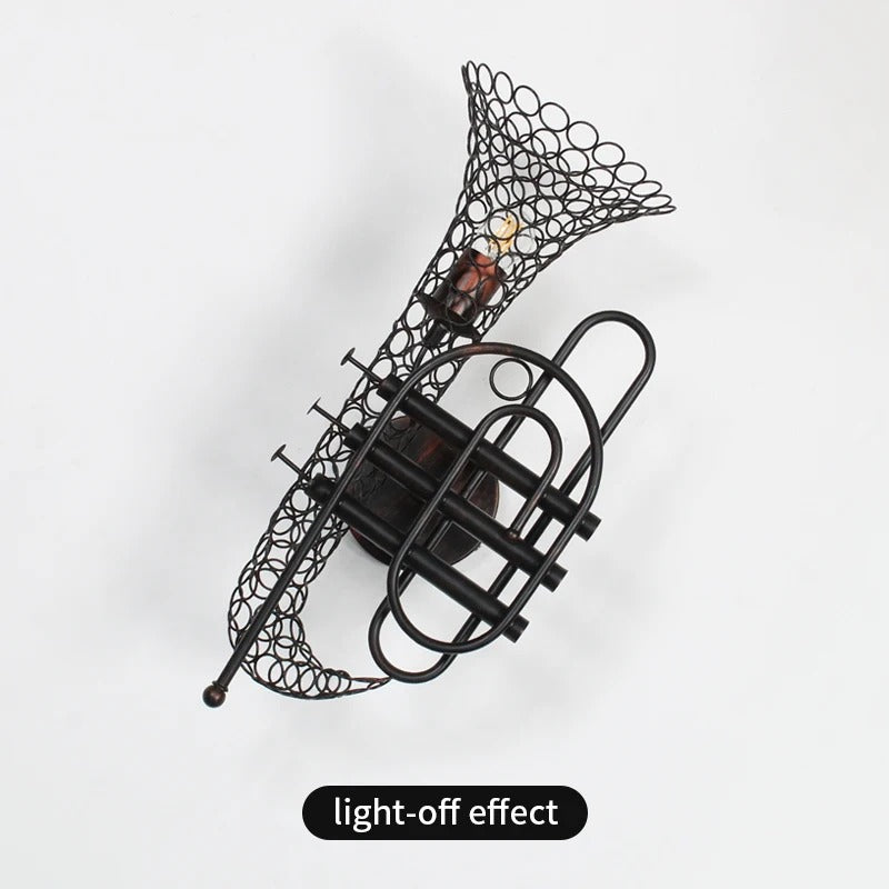 עיצוב הבית מנורת קיר וינטג' מתכת עיצוב חצוצרה קרן יער