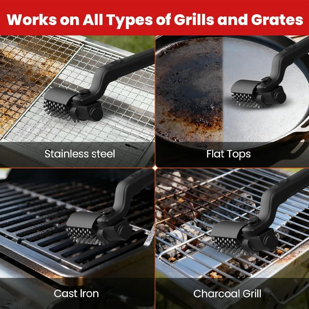 🔌 מברשת ניקוי חשמלית לגריל מנגל סיבובית אלחוטית מנירוסטה