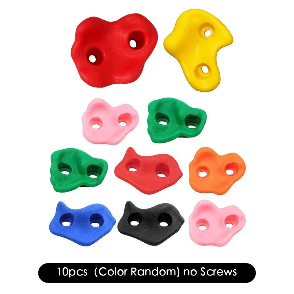 אבני טיפוס צבעוניות לילדים 🧗‍♀️ סט 10 אחיזות לקיר טיפוס ביתי ובטיחותי