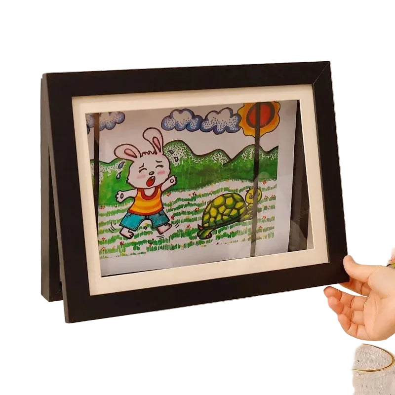 ✨🖼️ מסגרת תמונה A4 מעץ מגנטי תצוגה חכמה לציורים, יצירה ואמנות