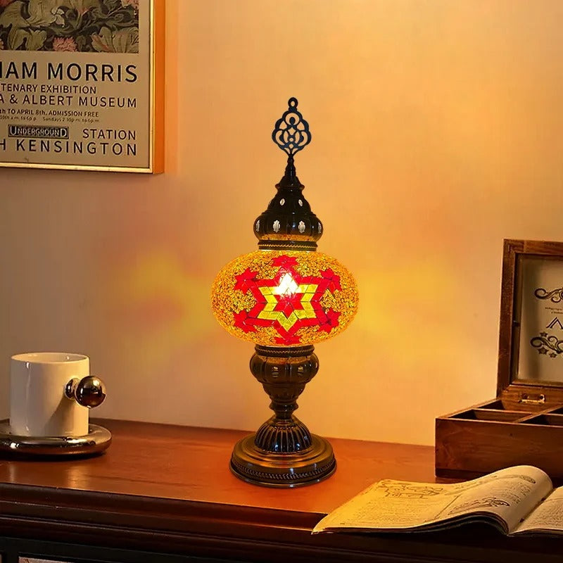 🕌 מנורת שולחן פסיפס טורקית מרוקאית אמנות של אור וצבע בעבודת יד