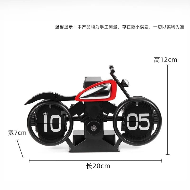 קשוט שולחן שעון שולחני וינטג' אופנוע מכני ושקט  יוקרתי מתנה מיוחדת לחובבי האופנועים