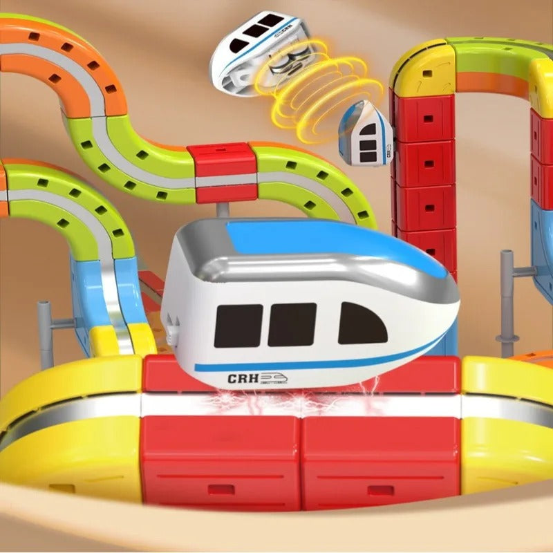 צעצועים משחקים חדשים להיט רכבת מגנטית חשמלית לילדים סט קופסת מתנה של 84 חלקים
