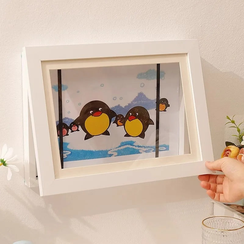 🧲🖼️ מסגרת עץ מגנטית גודל אי4 לתמונות וציורי ילדים  תצוגה מתחלפת בקליק