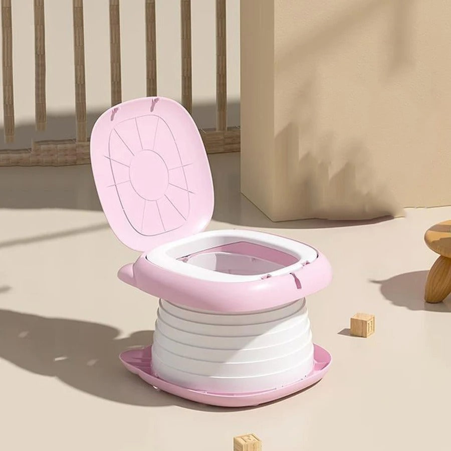 סיר גמילה מתקפל לילדים סיר נייד לנסיעות וקמפינג פתרון נוח לגמילה לתינוקות ופעוטות