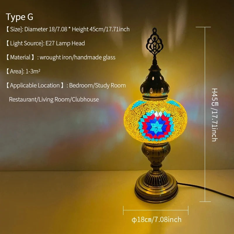 🕌 מנורת שולחן פסיפס טורקית מרוקאית אמנות של אור וצבע בעבודת יד