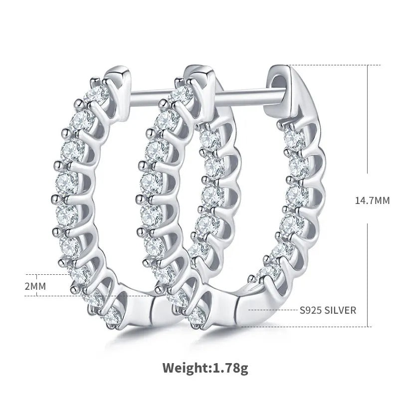 עגילי חישוק כסף סטרלינג 925 מצופה זהב 18 אבן מרכזית מויסניט פרימיום דמוי יהלום