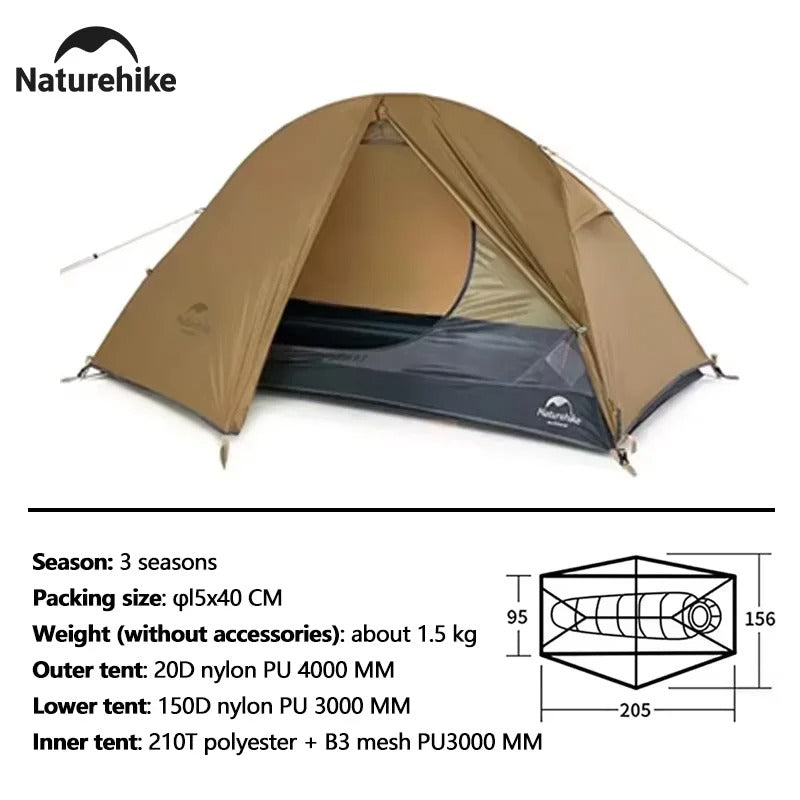 אוהל קמפינג אולטרה־קל ליחיד עמיד למים, מתקפל ונייד לטיולים, אופניים ותרמילאות