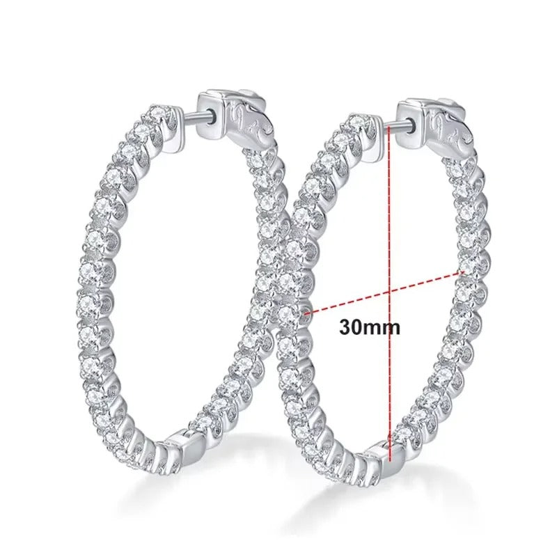 עגילי חישוק כסף סטרלינג 925 מצופה זהב 18 אבן מרכזית מויסניט פרימיום דמוי יהלום