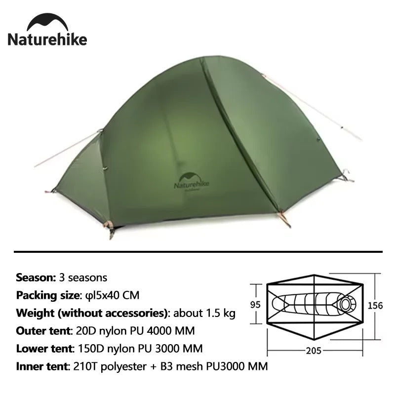 אוהל קמפינג אולטרה־קל ליחיד עמיד למים, מתקפל ונייד לטיולים, אופניים ותרמילאות