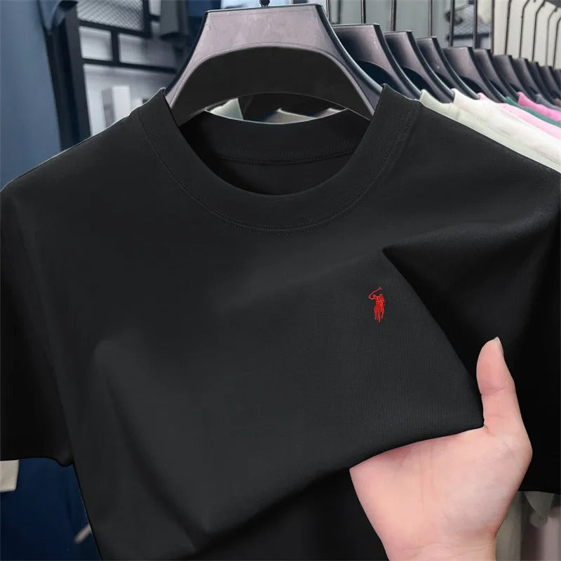 חולצת טי גברים לוגו סוס 17 צבעים כותנה 100%