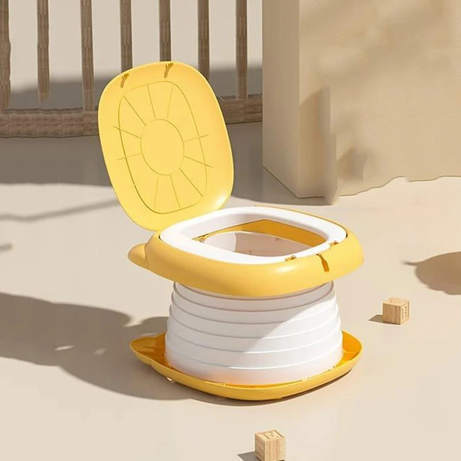 סיר גמילה מתקפל לילדים סיר נייד לנסיעות וקמפינג פתרון נוח לגמילה לתינוקות ופעוטות